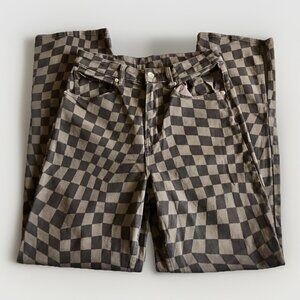 Divided by H&M‎ Women’s Size 6 Brown Checker High Rise Straight Ankle Slit Jeans